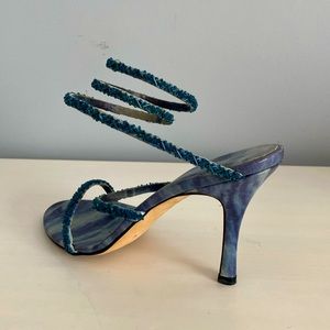Rene Caovilla Crystal-embellished Wrap Heel Sandals EUR 37 Vintage